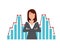 Businesswoman financial statistic chart report