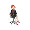 Businesswoman girl, woman sitting on an office chair. Vector color