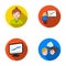 Businesswoman, growth charts, brainstorming.Business-conference and negotiations set collection icons in flat style
