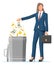 Businesswoman hand putting money in trash
