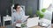 Businesswoman having video conference using office laptop