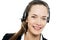 Businesswoman with headset on