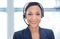 Businesswoman, headset and operator in portrait, customer service and crm in office. Happy person, call centre