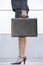 Businesswoman holding briefcase outdoors