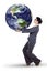 Businesswoman holding earth planet