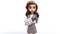 businesswoman holding envelope 3d cartoon on a white background