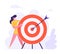 Businesswoman Holding Huge Target with Arrow in Center, Business Goals Achievement, Aims, Mission, Opportunity