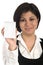 Businesswoman holding notepad