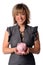 Businesswoman Holding Piggy Bank