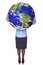 Businesswoman holding a world globe