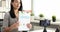 Businesswoman holds financial report in charts and shows camera 4k movie