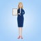 Businesswoman holds ready-made document. Woman in business clothes, employee of the company.