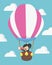 Businesswoman in hot air balloon, VECTOR, EPS10