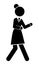 Businesswoman hurry up or walking, black and white logo avatar with businessperson silhouette