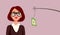 Businesswoman Interested in Easy Money Bait Vector Concept Illustration