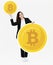 Businesswoman investing in bitcoin cryptocurrency electronic cash