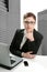 Businesswoman laptop and glasses portrait