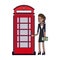 Businesswoman and london telephone cabin