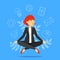Businesswoman in lotus pose meditating vector isolated