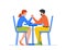 Businesswoman And Man Competing In An Arm-wrestling Match, Displaying Strength And Determination Vector Illustration