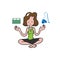 Businesswoman meditation balance money appliance