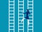 Businesswoman moving changing ladder to another. Concept business vector illustration.
