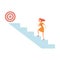 Businesswoman Moving Up Career Ladder to Goal, Business Career Development Vector Illustration