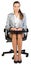 Businesswoman on office chair, holding closed