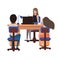 Businesswoman in the office with children avatar character