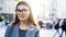 Businesswoman portrait look at camera in outdoors