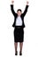 Businesswoman raising her hands