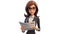 businesswoman reading newspaper 3d cartoon on a white background