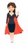 Businesswoman in a red cloak showing OK sign like super woman.