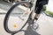 Businesswoman Riding Bicycle On Street