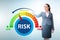 Businesswoman in risk metering and management concept