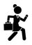 Businesswoman running in a hurry holding briefcase, business woman rushing late black silhouette