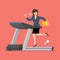 Businesswoman running on a treadmill