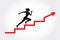 Businesswoman running up stairway to the top, Business concept growth and the path to success. Vector illustration
