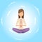 Businesswoman safe the balance with meditation. Relaxing vector concept