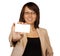 Businesswoman showing businesscard