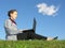 Businesswoman sit with notebook