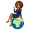 Businesswoman Sitting Africa Globe