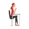 Businesswoman Sitting at Desk, HR Specialist Working at Headhunting Agency Vector Illustration