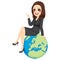 Businesswoman Sitting Europe Globe
