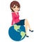 Businesswoman Sitting Globe