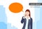 Businesswoman Smart Phone Talk Chat Bubble