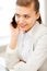 Businesswoman with smartphone in office