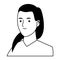 Businesswoman smiling profile cartoon in black and white