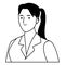 Businesswoman smiling profile cartoon in black and white