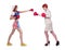 The businesswoman and sportsman boxing isolated on